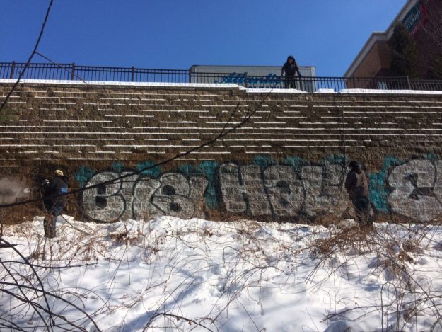 graffiti removal – wall before